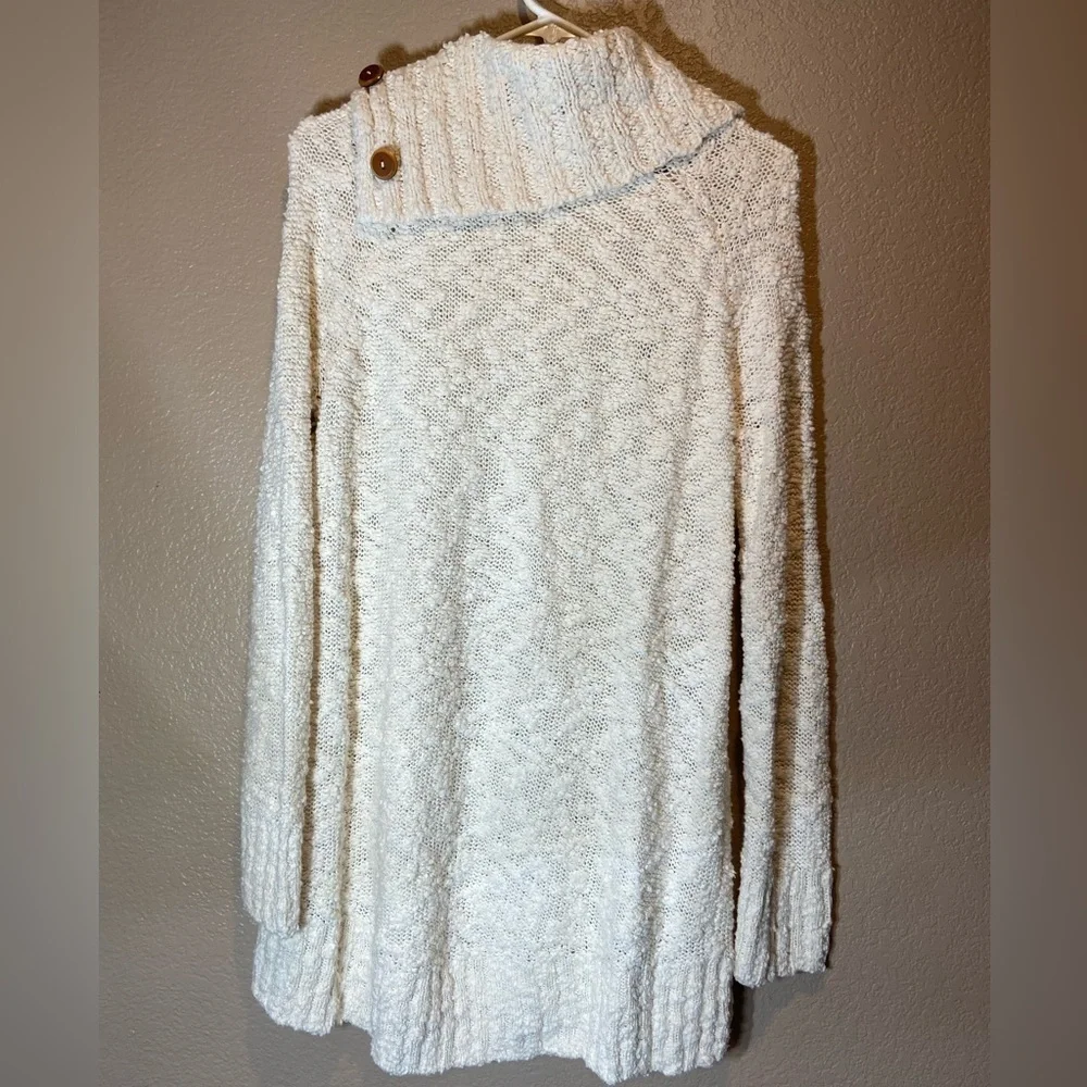 Moth Anthropology Ivory Cowl Neck Chunky Knit Oversized Sweater